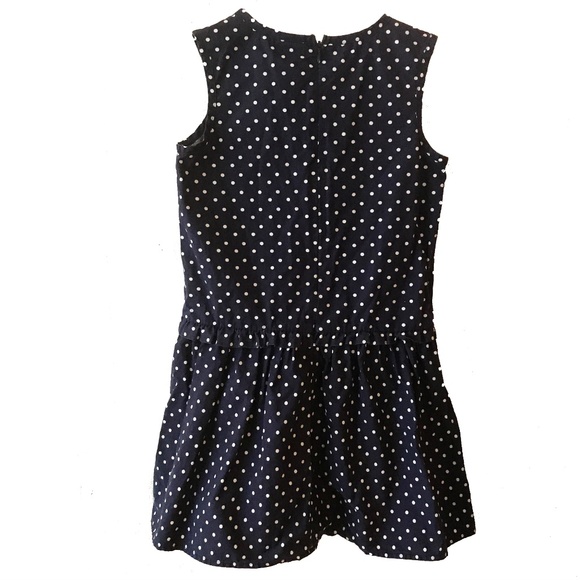NWOT GYMBOREE GIRL'S 100% COTTON NAVY AND WHITE POLKA DOT DRESS SIZE 7 - Picture 2 of 5